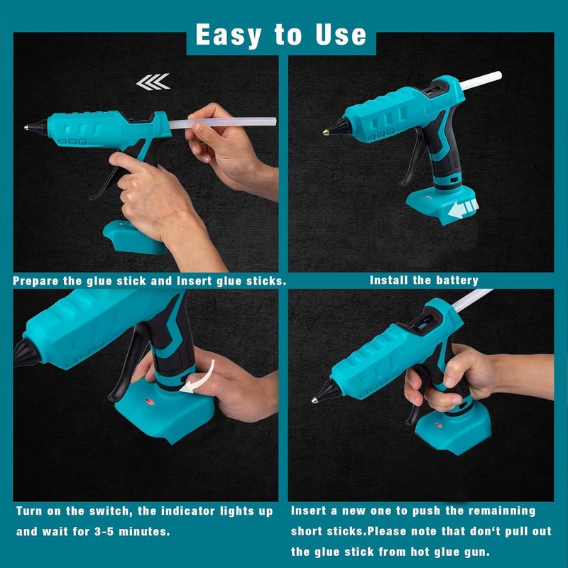 Eastyle 100W Cordless Hot Glue Gun Compatible with Makita 18V Battery (TOOL ONLY) High Temp Electric Power Glue Gun with 20PCS Full Size Glue Sticks for Arts Crafts DIY Festival Decor School Home Repair - Image 5